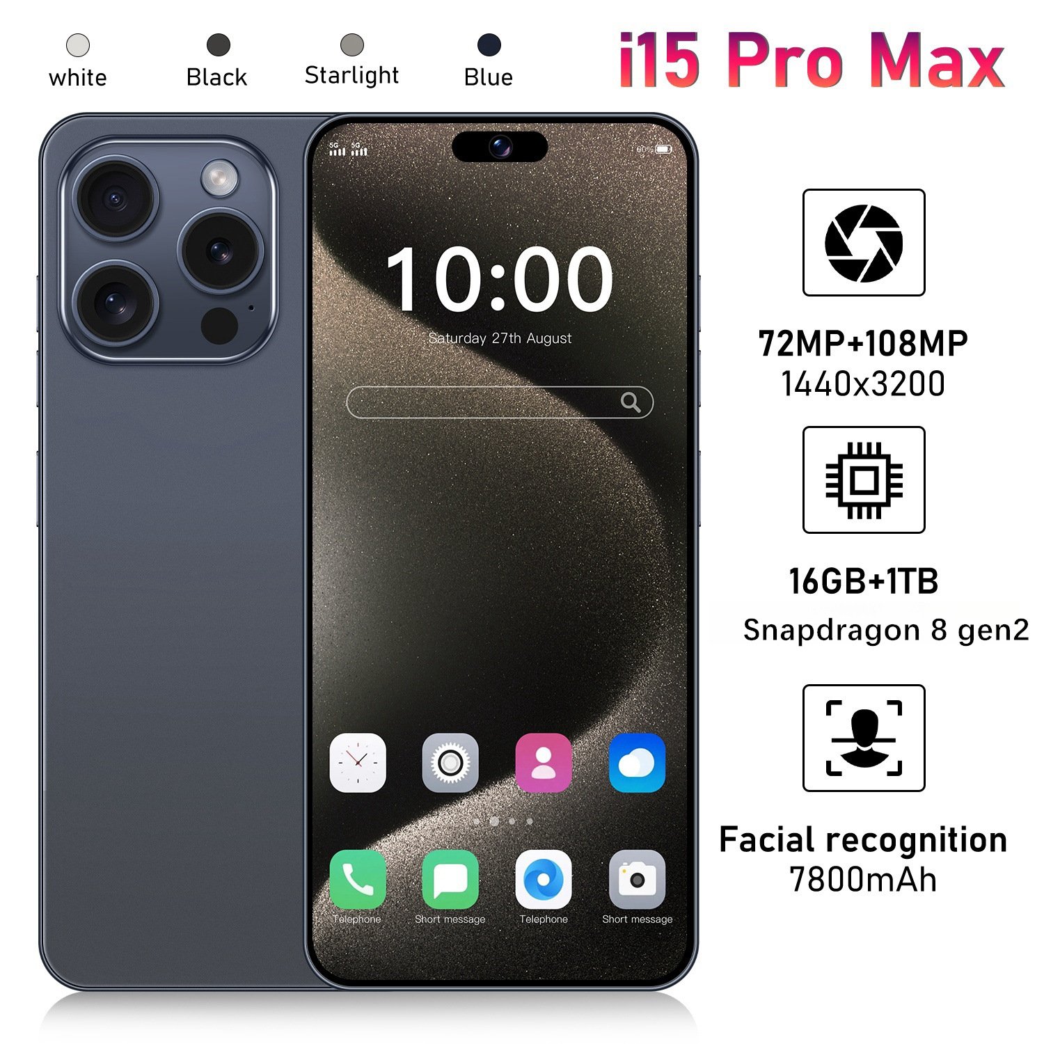 Global Version New Phone 15 Pro max 4G 5G Cell Phone 10-core Dual Sim Card 15 pro max 6.7 Inch HD Screen